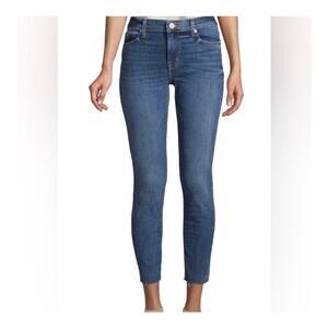 Hudson Natalie Mid Rise Raw Hem Skinny Jeans Medium Wash Size 25